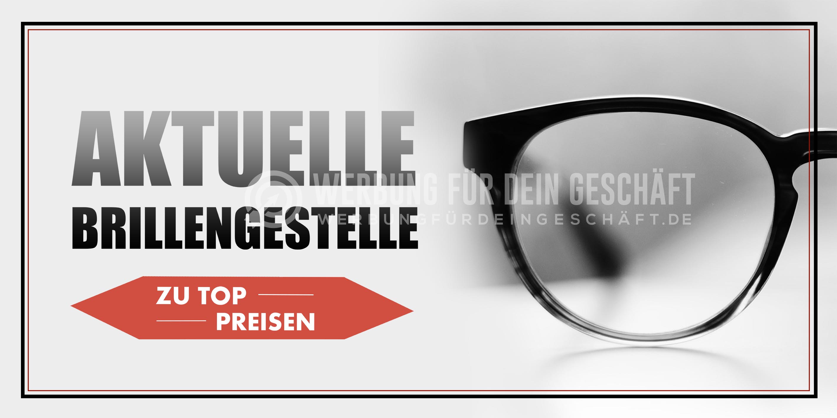 2:1 | Aktuelle Brillengestelle Poster | Werbeposter für Optiker | 2 zu 1 Format