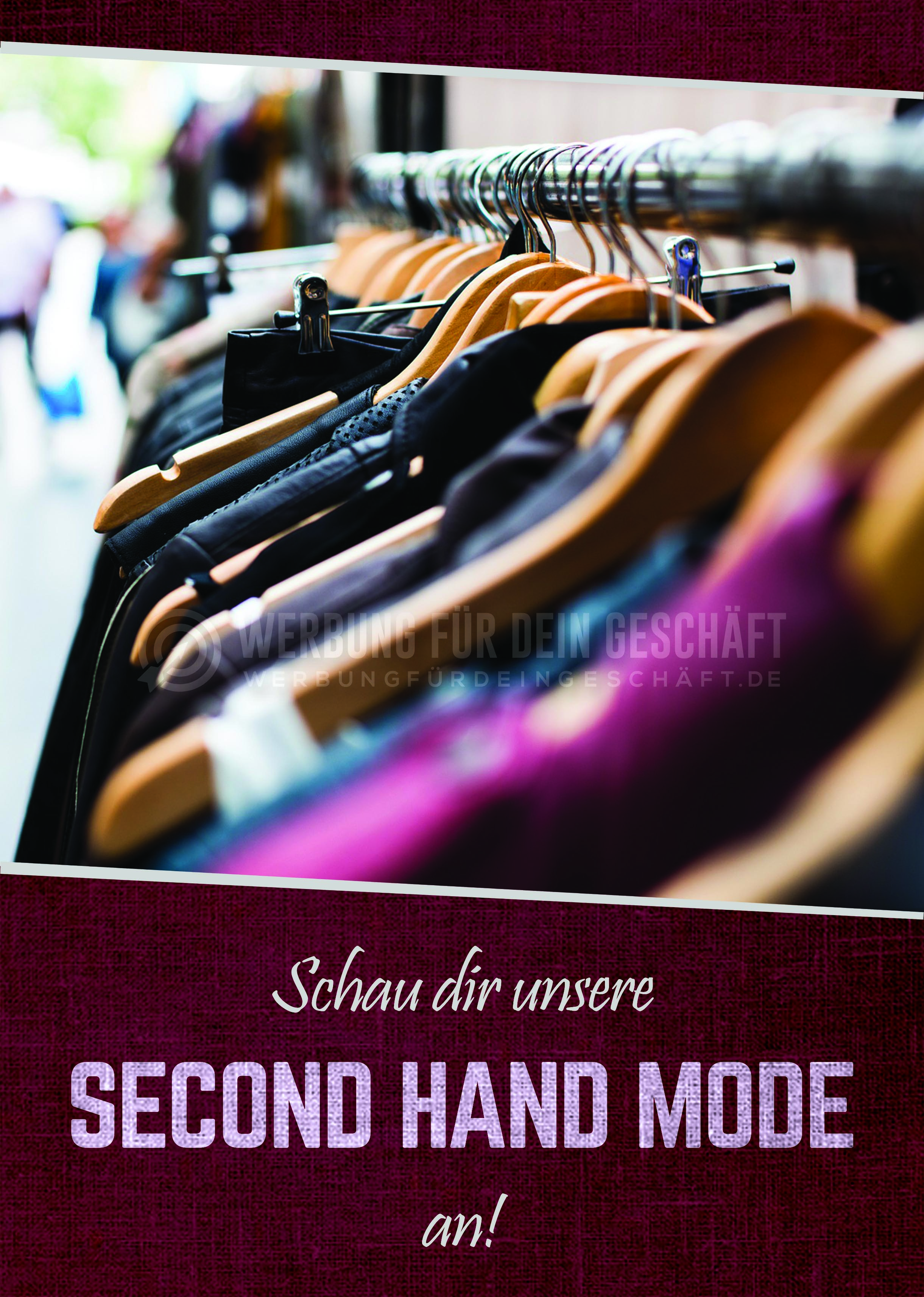 Schau dir unsere Second Hand Mode an Plakat | Werbung