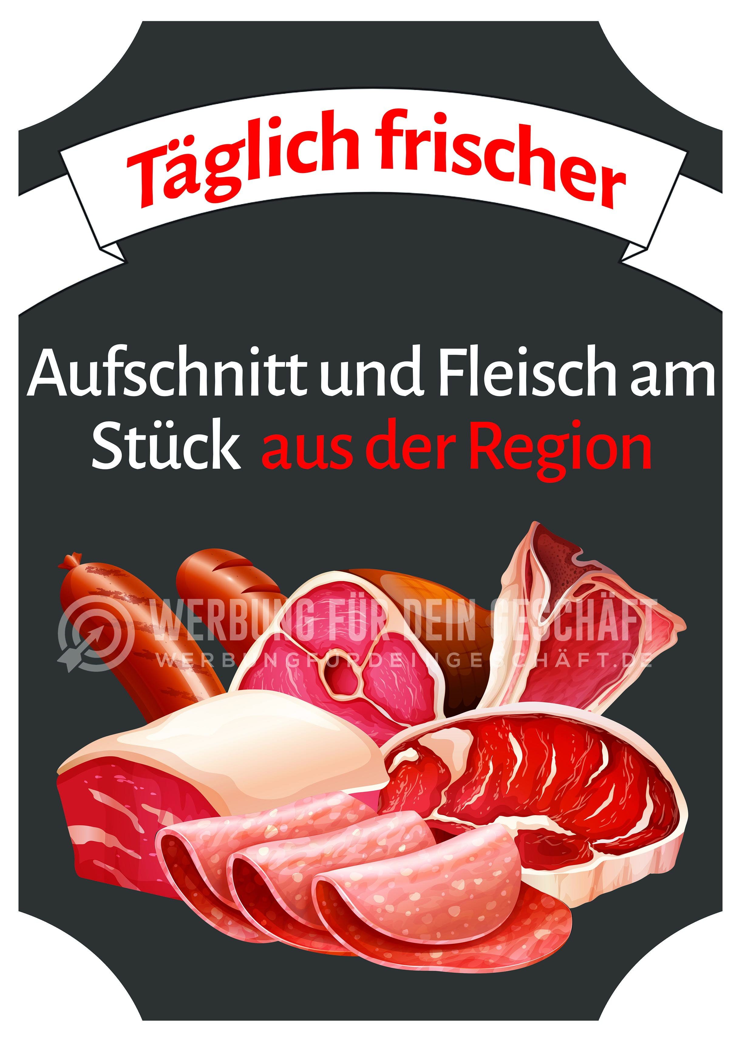 Aufschnitt und Fleisch aus der Region Poster | Werbeposter für Metzger