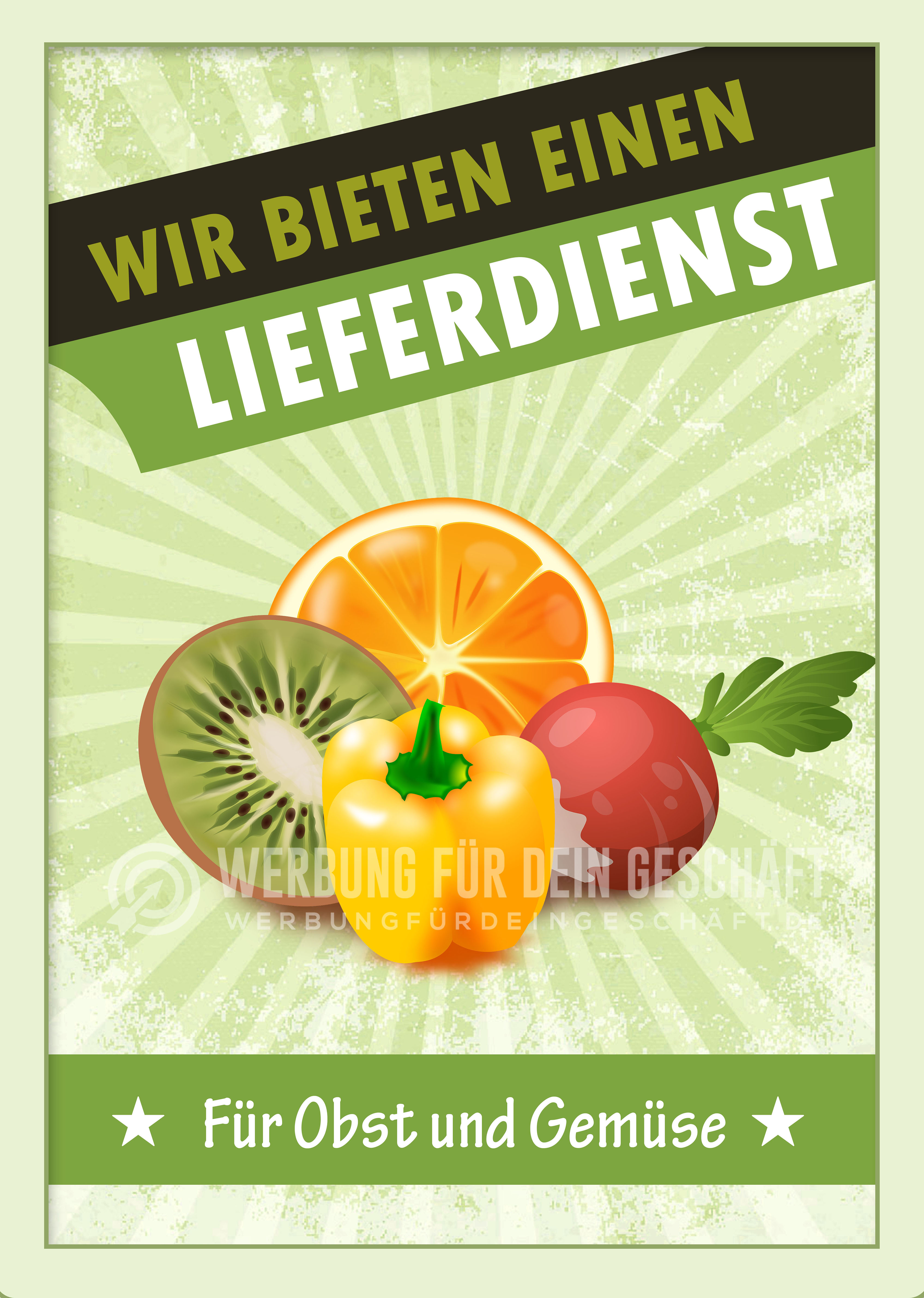 Obst und Gemüse Lieferdienst Plakat | Werbeplakat für Gemüsehändler