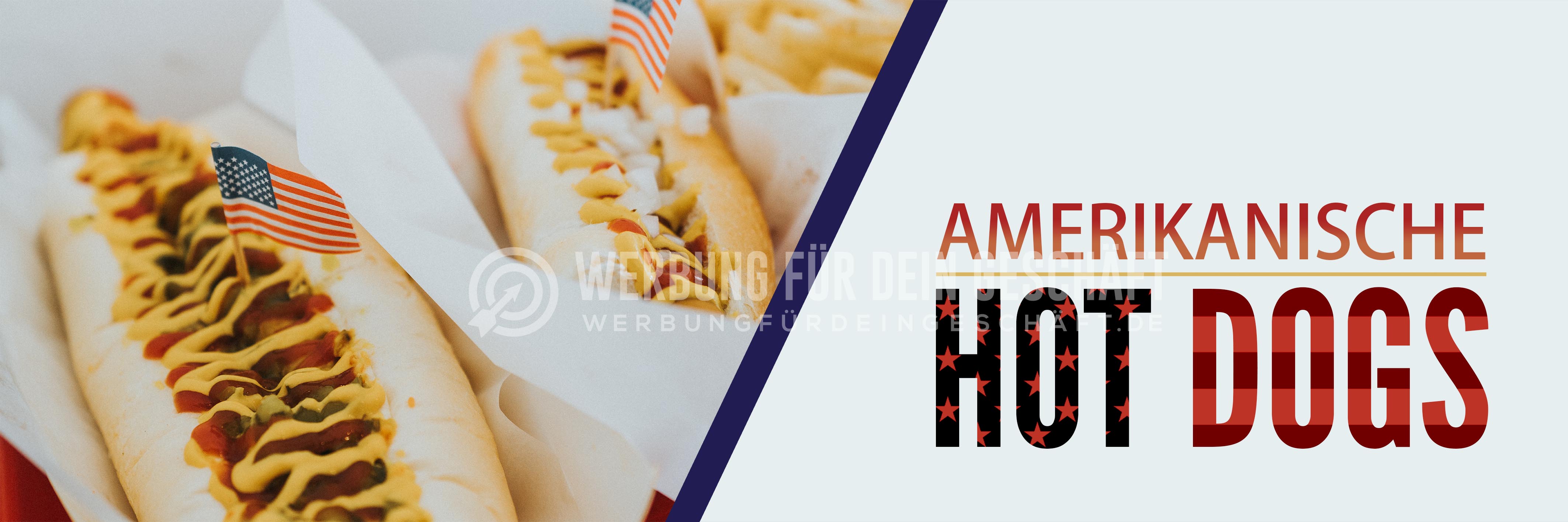 3:1 | Amerikanische Hot Dogs Plakat | Werbeposter für deinen Imbiss | 3 zu 1 Format