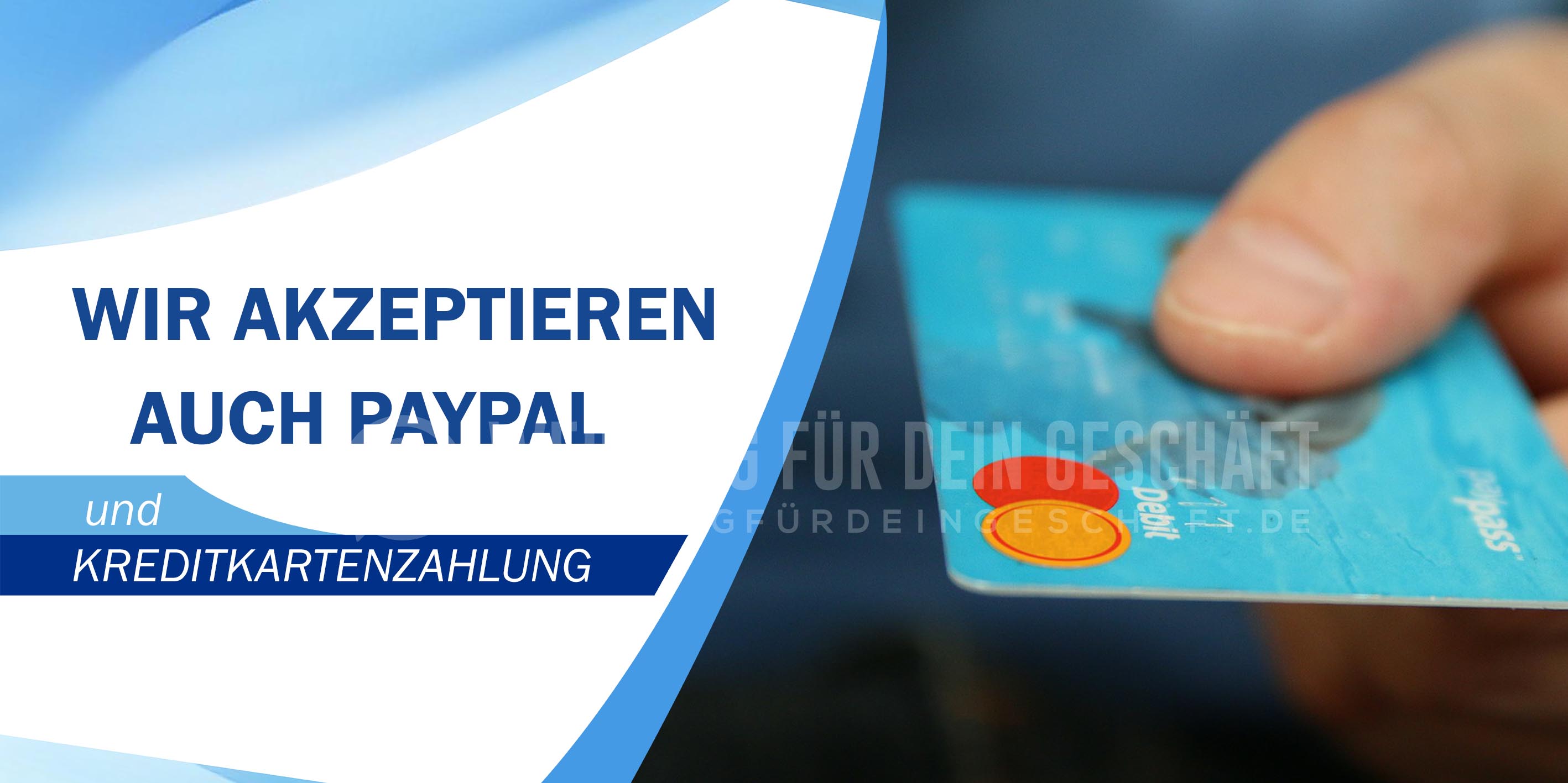 2:1 | Paypal und Kreditkartenzahlung Poster | Werbeposter für Geschäfte | 2 zu 1 Format