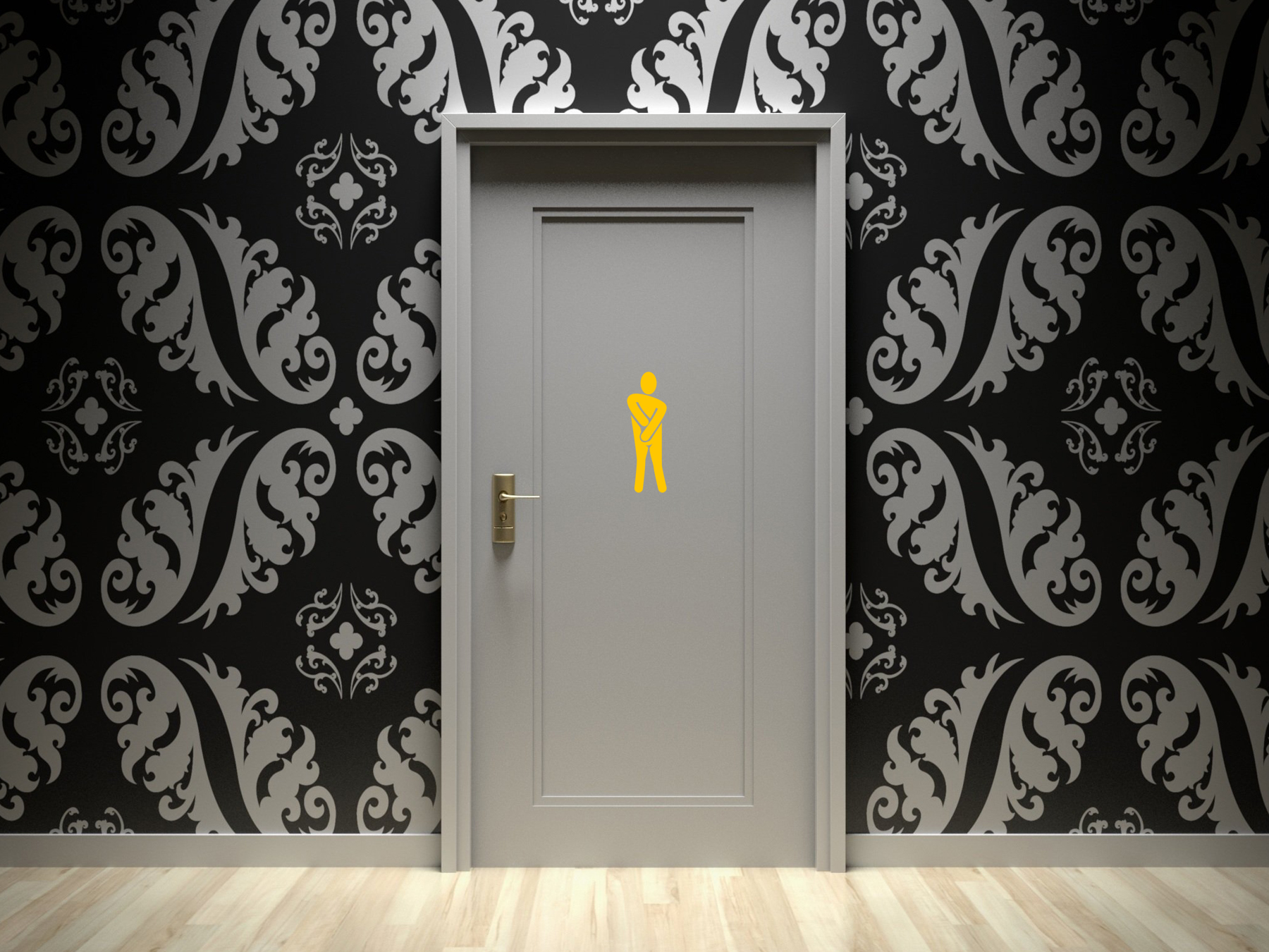 Toiletten Aufkleber | Maennlich Symbol | Vektorgraphik gelb