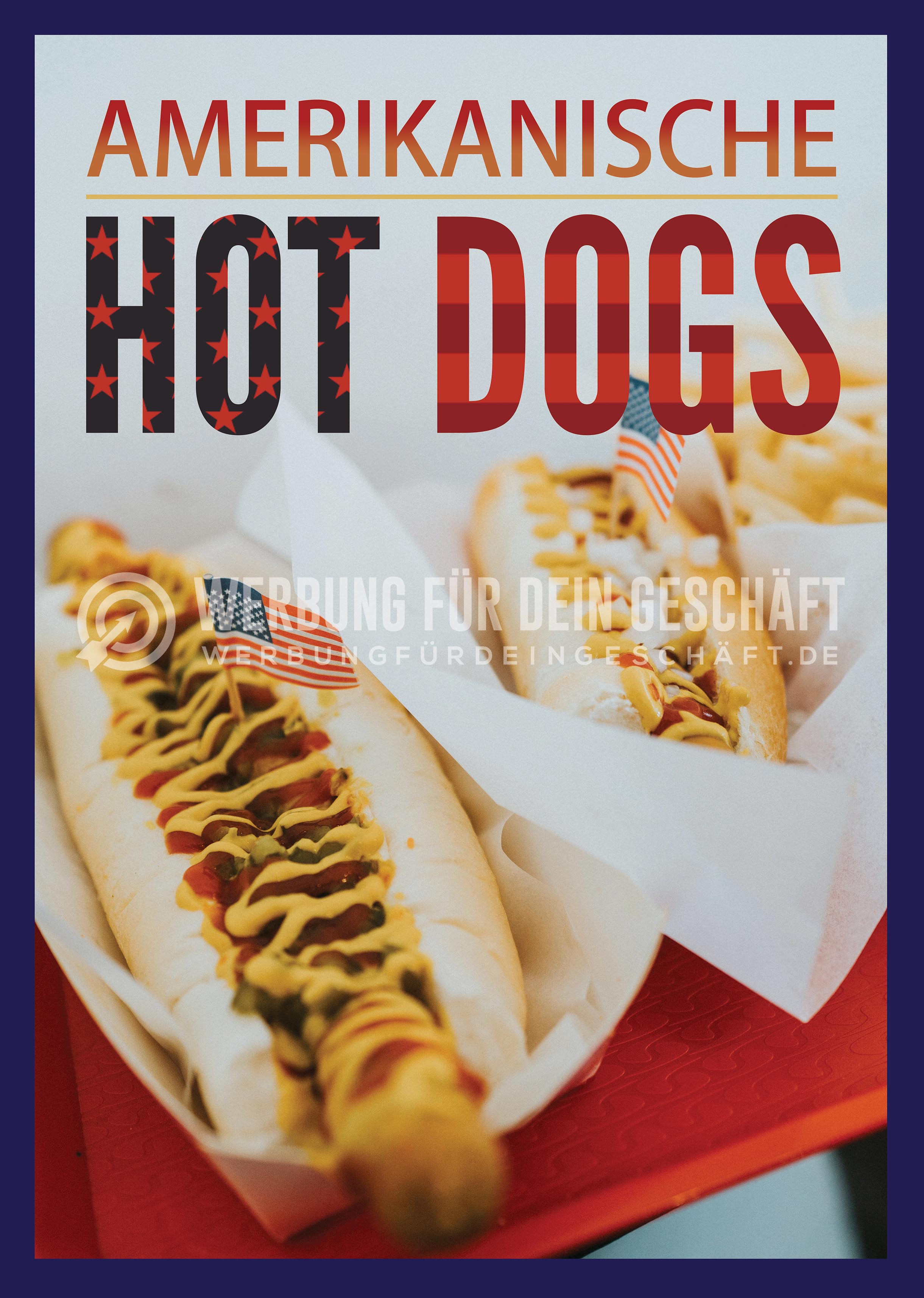 Amerikanische Hot Dogs Plakat | Werbeposter für deinen Imbiss