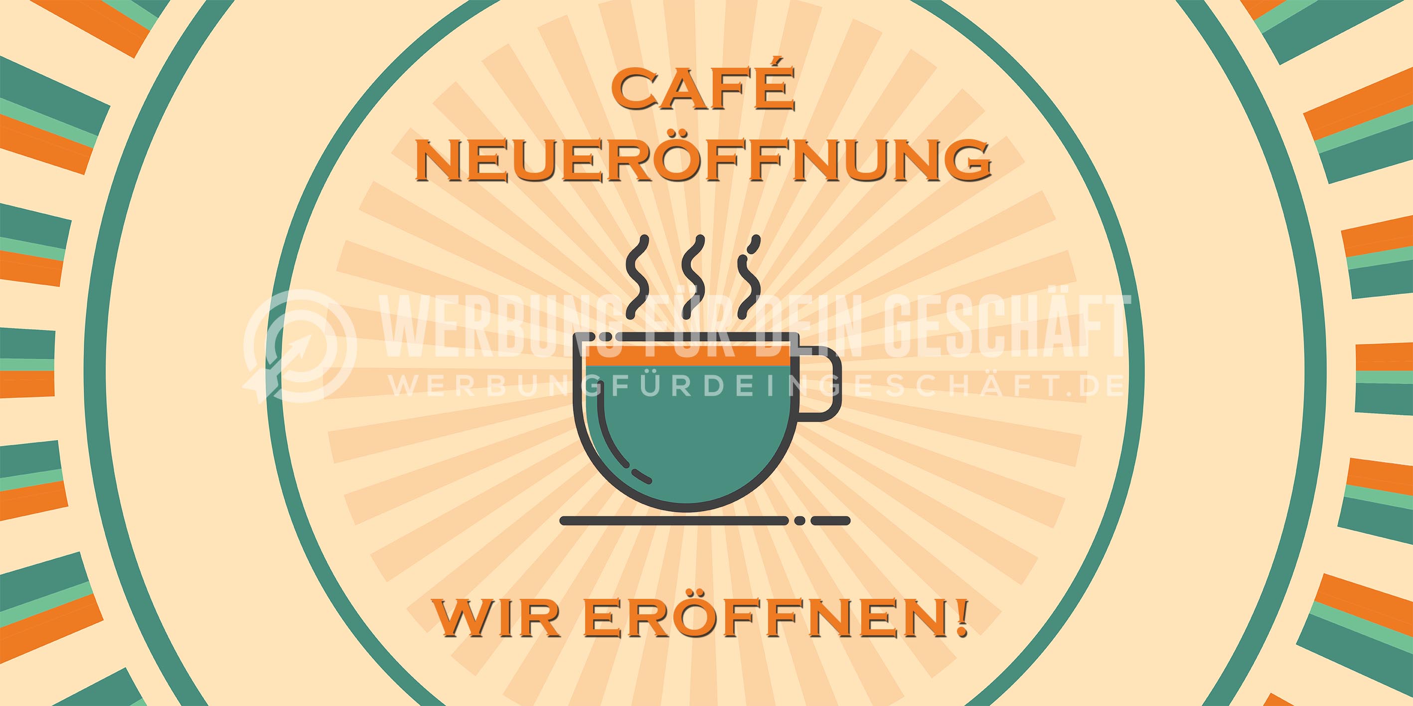 2:1 | Cafe Neueröffnung Poster | Werbetafel für Cafes | 2 zu 1 Format