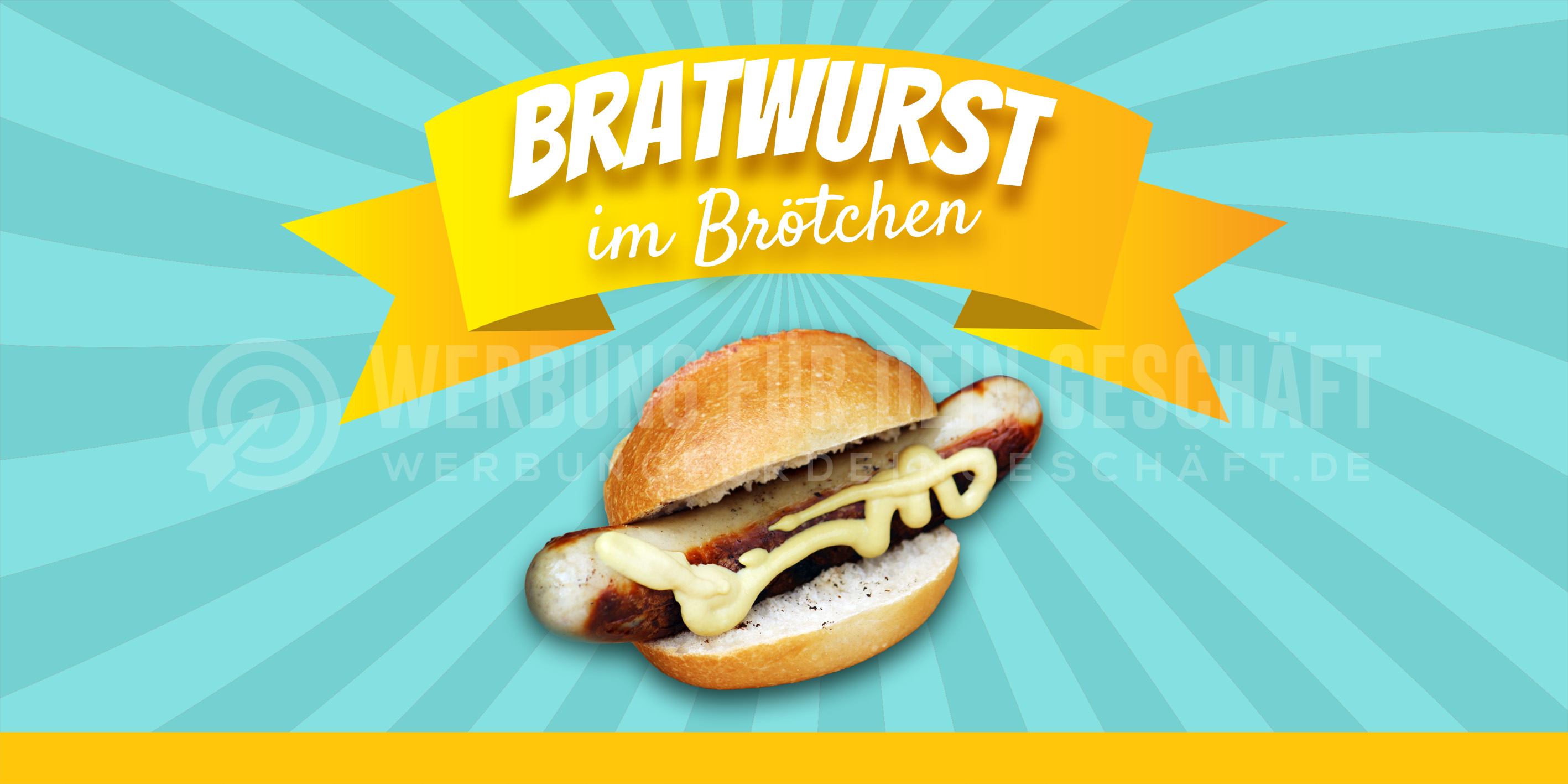 2:1 | Bratwurst Plakat | Werbetafel Bratwurst im Brötchen | 2 zu 1 Format