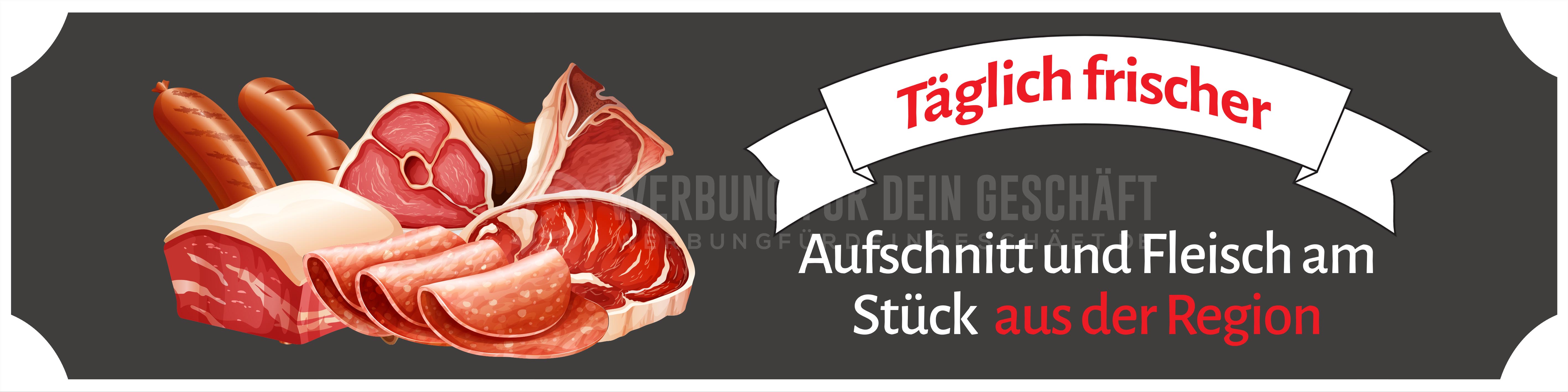 4:1 | Aufschnitt und Fleisch aus der Region Poster | Werbeposter für Metzger | 4 zu 1 Format